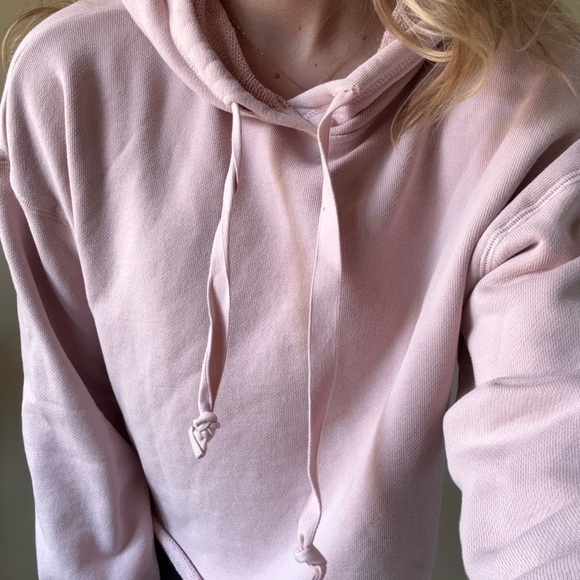 Pink Cropped Hoodie Sweatshirt - Picture 3 of 11